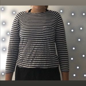 navy and white striped shirt